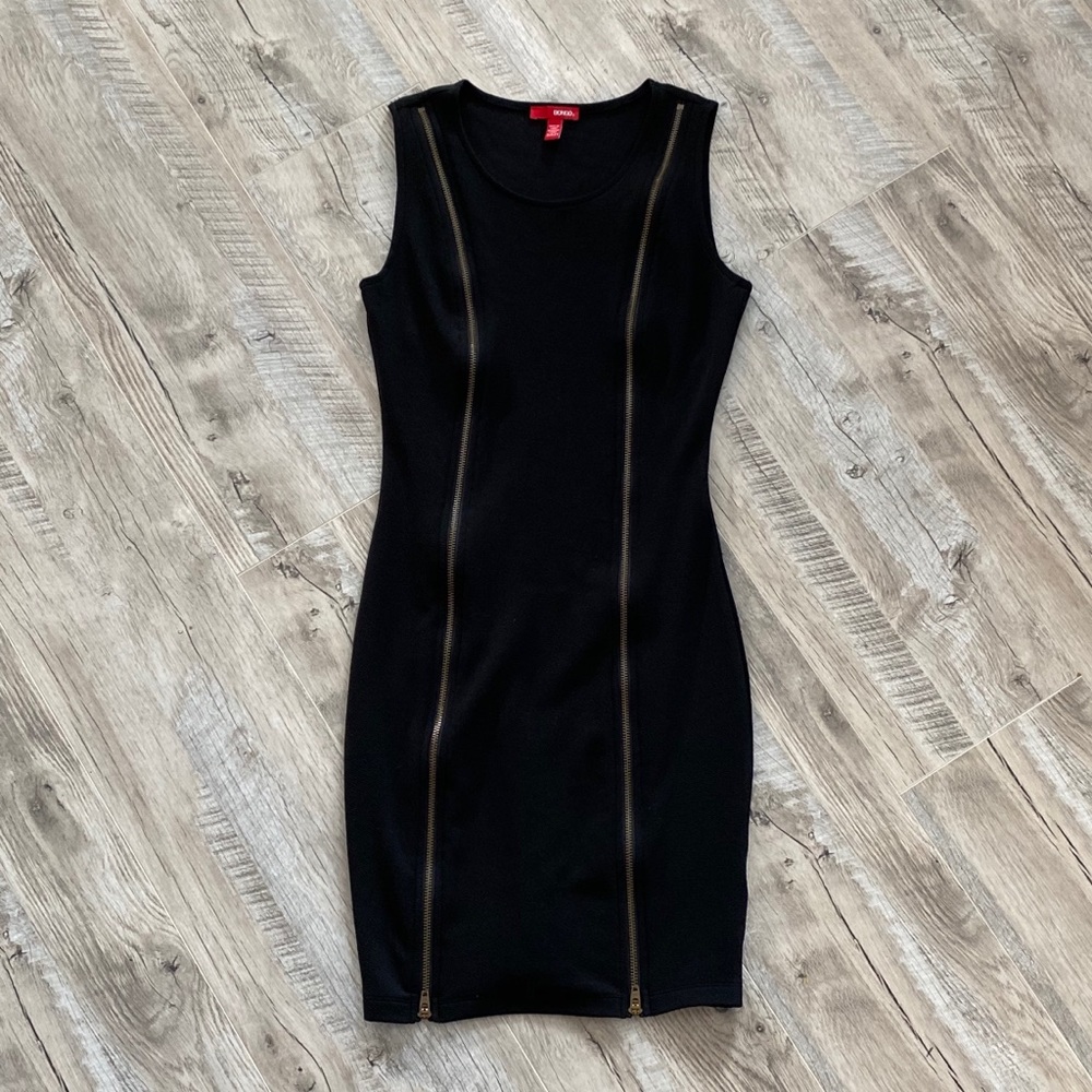 Black Mini Double Zipper Dress